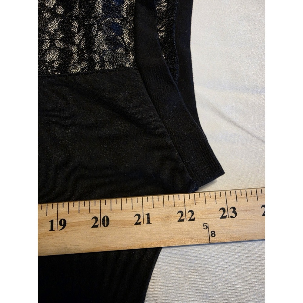 Shein Curve Top Women 2XL Black Lace Yoke Short Sleeve Blouse - Picture 5 of 7